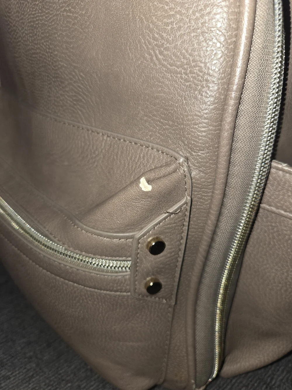 Itzy Ritzy Taupe Leather Backpack - Women's Diaper/Everyday Bag